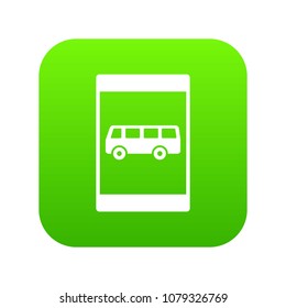 Bus stop sign icon digital green for any design isolated on white vector illustration