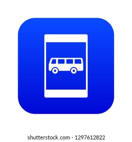 Bus stop sign icon digital blue for any design isolated on white vector illustration