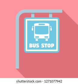 Bus stop sign icon. Flat illustration of bus stop sign vector icon for web design