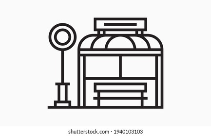 Bus stop sign icon simple style vector image	
