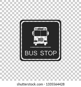 Bus stop sign isolated on transparent background. Flat design. Vector Illustration