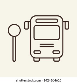 Bus stop sign line icon. Transport, travelling, traffic. Road traffic concept. Vector illustration can be used for topics like road safety, travelling, traffic, tourism