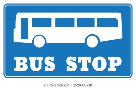 Bus Stop Sign on blue background drawing by illustration