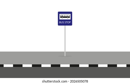 Bus stop sign on the sidewalk