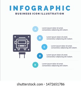 Bus, Stop, Sign, Public Infographics Presentation Template. 5 Steps Presentation