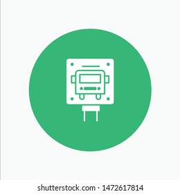 Bus, Stop, Sign, Public white glyph icon