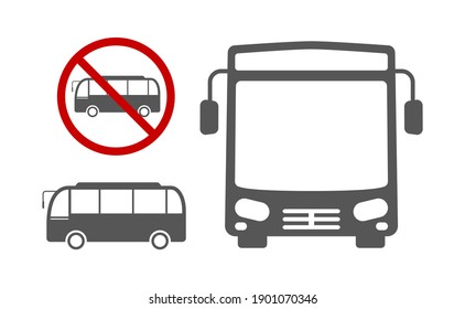 bus stop sign vector icon set