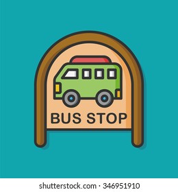 bus stop sign vector icon