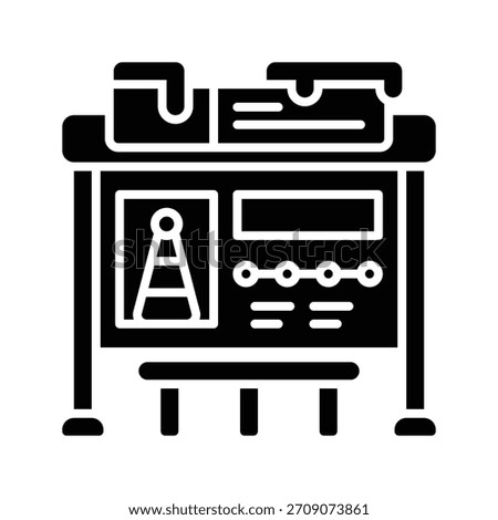 Bus Stop Sign Winter Glyph Style Icon,