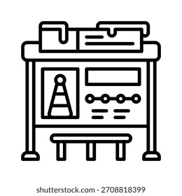 Icono de estilo lineal de invierno de señal de parada de autobús,