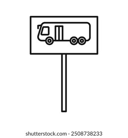 Bushaltestelle Ständer Symbol Schwarze Kunst Vektor Logo