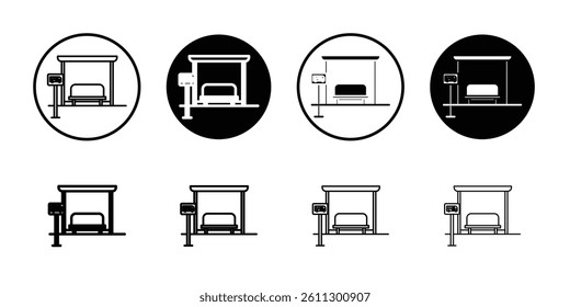 Bus stop stand icon Flat illustration sign
