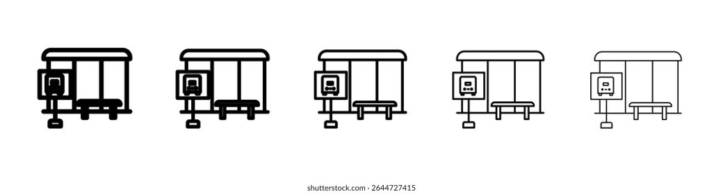 Bus stop stand icon flat illustration set logo
