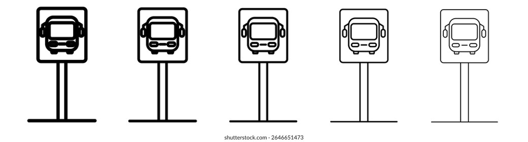 Bus stop stand icon flat simple outline logo