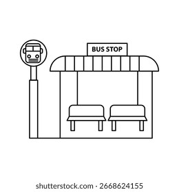 Bus stop stand icon Isolated flat vector in outline simple illustration for web and app..eps
