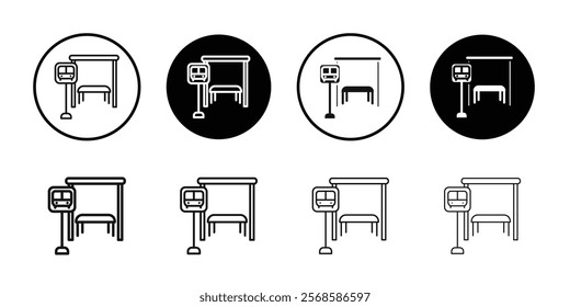 Bus stop stand icon Simple thin outline