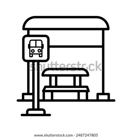 Bus stop stand linear logo mark in black and white