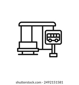 Bus stop stand logo sign vector outline