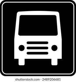 Bus Stop Station flat black vector icon.