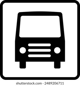 Bus Stop Station flat black vector icon.