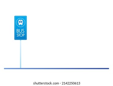 El vector del símbolo de parada de bus. Objeto de diseño de material plano de parada de bus posterior al vector. Ilustración aislada sobre fondo blanco.