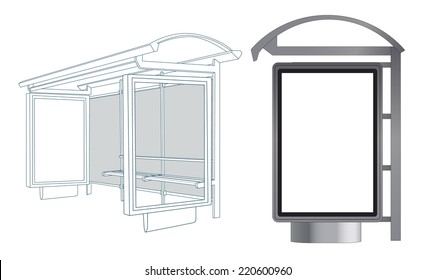 Bus Stop. Template for Branding. Vector Illustration. 
