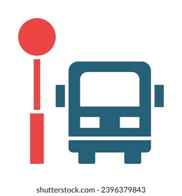 Bus Stop Vector Glyph Two Color Icons For Personal And Commercial Use.
