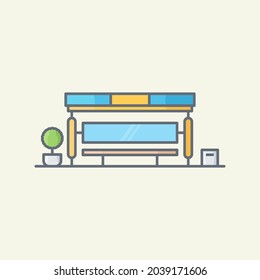 Ilustración del icono del vector de parada de bus