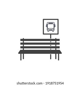 Icono del vector de parada de bus sobre fondo aislado blanco. 