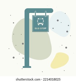 Bus stop vector icon on multicolored background. Layers grouped for easy editing illustration. For your design.