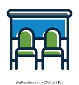 Bus Stop Vector Thick Line Filled Dark Colors Icons For Personal And Commercial Use.
