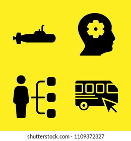 bus, submarine, profile and user vector icon set. Sample icons set for web and graphic design