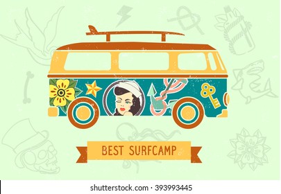 Bus with surfboard