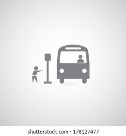 Bus symbol on gray background 