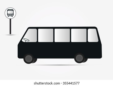Bus symbol on gray background