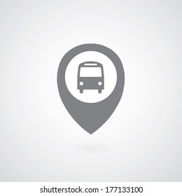 Bus Symbol Pointer On Gray Background 