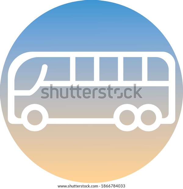 Bus symbol of a set.\
White bus icon, on gradient button. Use for banner, card, poster,\
brochure, banner, app, web design. Easy to edit. Vector\
illustration - EPS10.