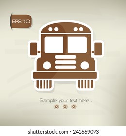 Bus symbol,sticker design,brown version,clean vector