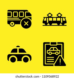bus, taxi, car repair and tram vector icon set. Sample icons set for web and graphic design