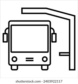 Bus Terminal, Building icon, landmark sign vector illustration 