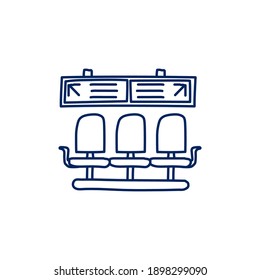 bus terminal doodle sketch style icon. train station isolated on white background simple ink hand drawn Vector illustration
