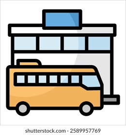Bus Terminal Icon Element For Design