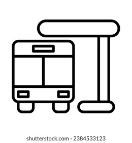 bus terminal icon in line