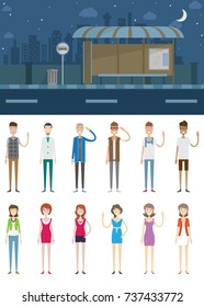 Bus Terminal at Night Background and Character Concept