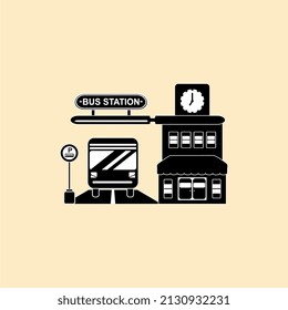 ilustración vectorial terminal de bus, perfecta para mapas, anuncios, afiches, iconos, plantillas, elementos, decoraciones, etc