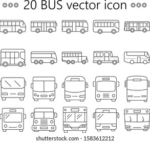 Bus thin line vector icon set