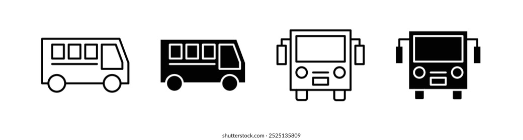 Bus thin line vector icon collection