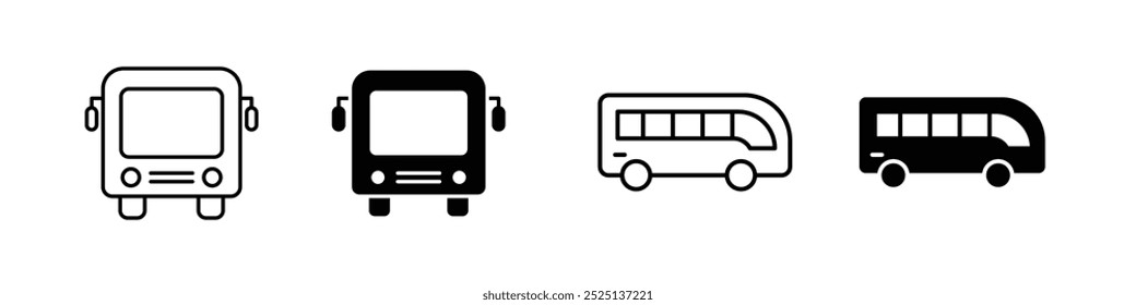 Bus thin line vector icon collection