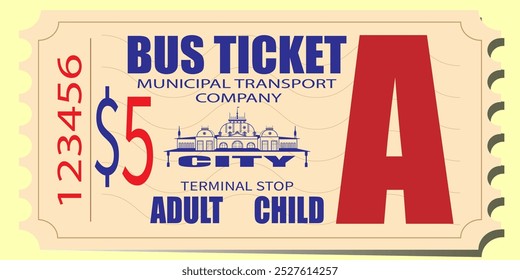 Bus ticket design, illustration, template