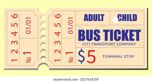 Bus ticket design, illustration, template